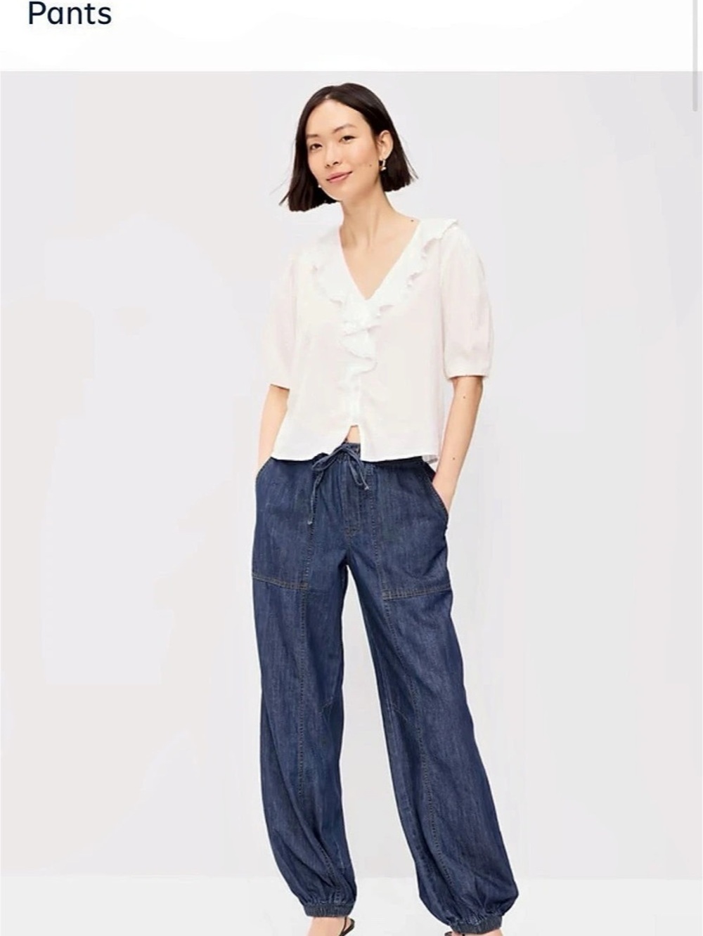 Old Navy Mid-Rise Pull-On Utility Harem Denim Pants Blue